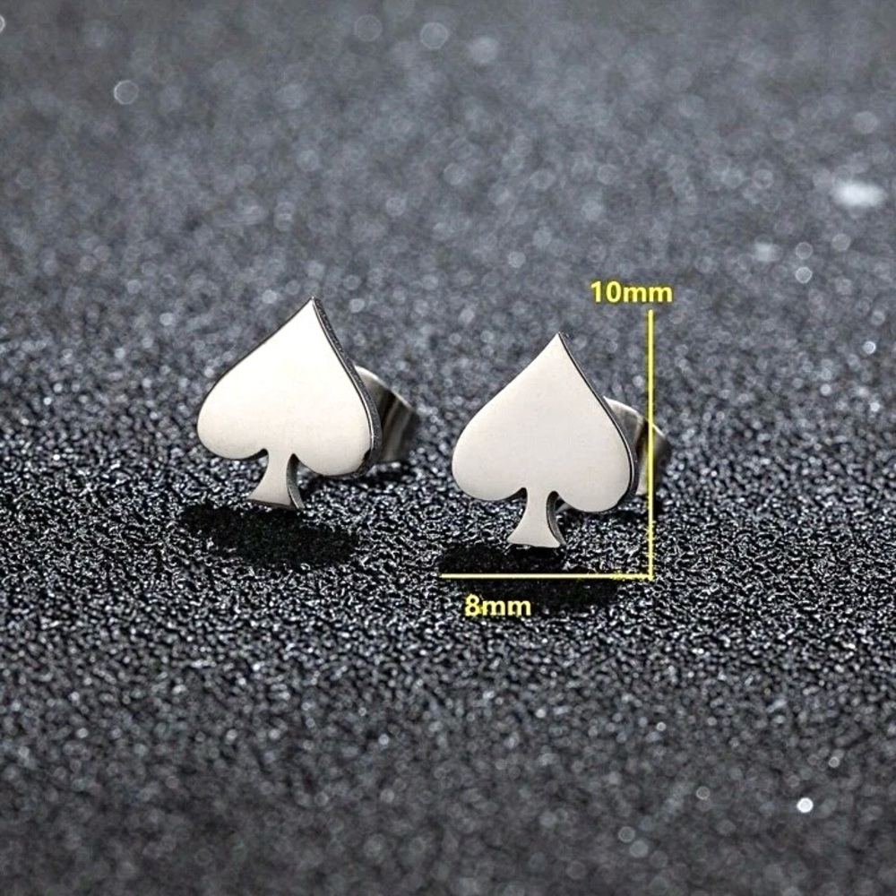 NEW Dainty Spade stud Earrings Silver color - Boutique - Picture 2 of 5